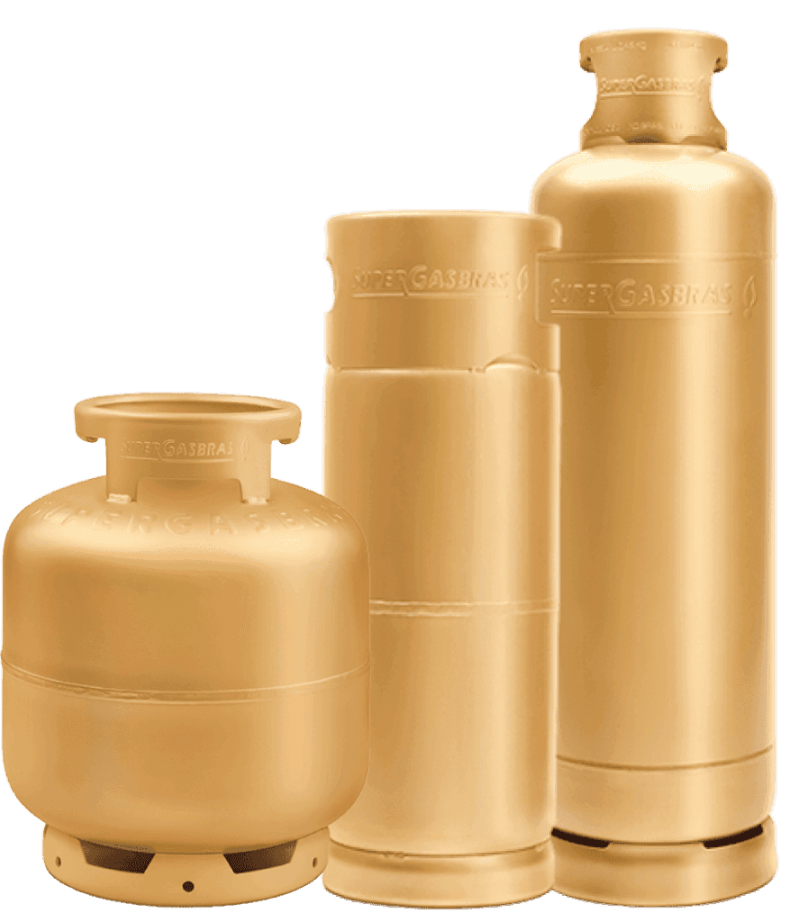 Botijões de gás de 13kg, 20kg e 45kg Supergasbras disponíveis para entregas